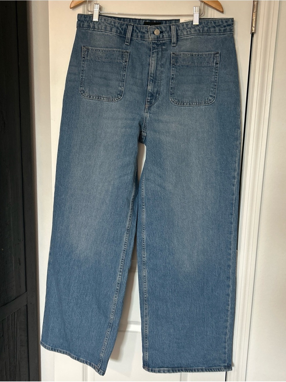Free Assembly Women's Wide Leg Jeans with Patch Pockets, Size 16- NWT